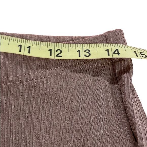 Shein tan ribbed high waist flare stretch pants size - Picture 5 of 7
